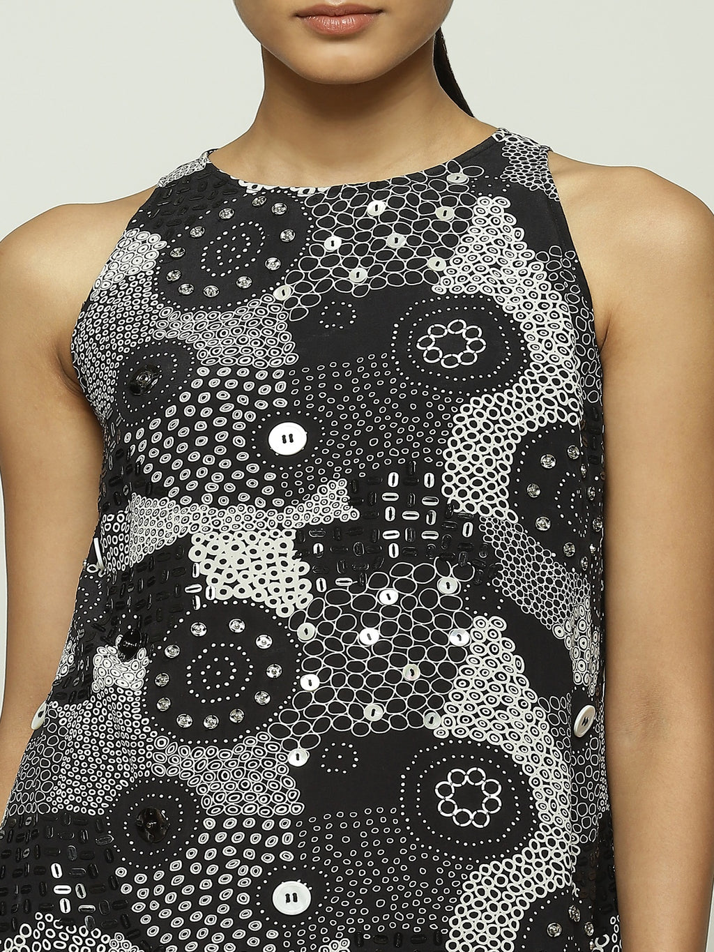 Multi Dots Black Dress