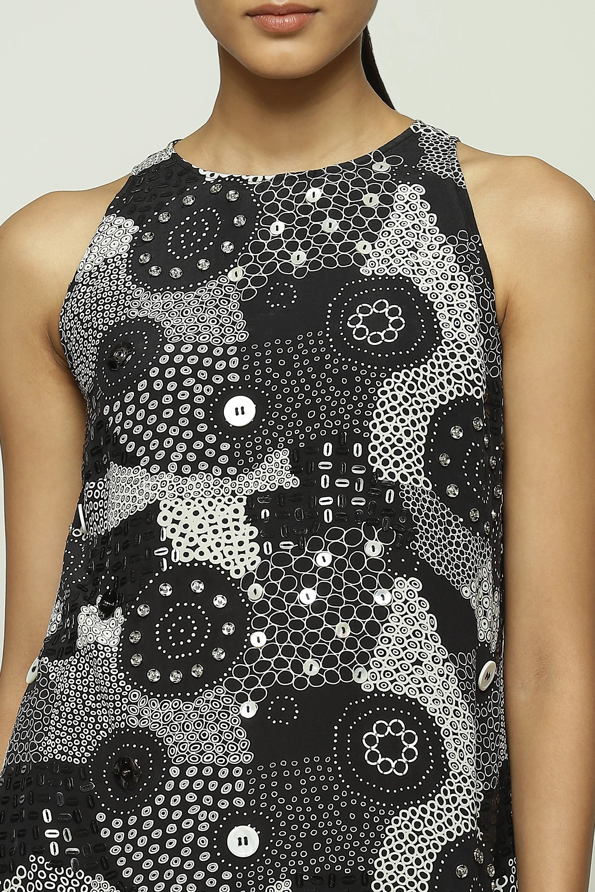 Multi Dots Black Dress